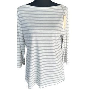 Women’s A New Day Striped White Black 3/4 Sleeve T-Shirt Size Medium NWT